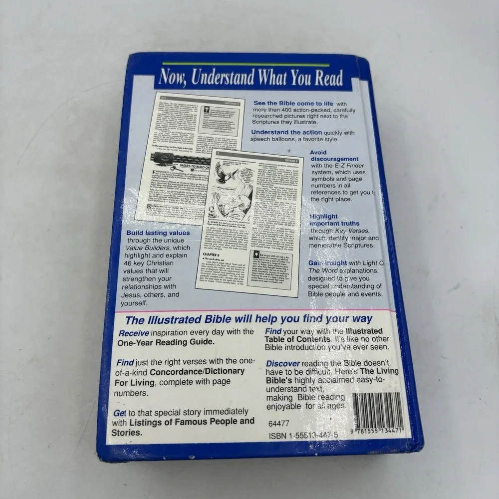 Vintage The Illustrated Bible Living Values Edition Student Blue Hardcover 1990